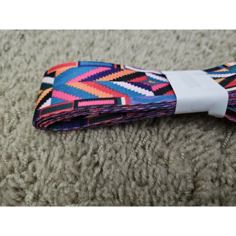 Colorful Tribal Geometric Woven Purse Strap Adjustable Wide Shoulder Strap Gold